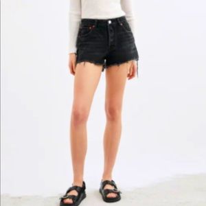 Black denim shorts